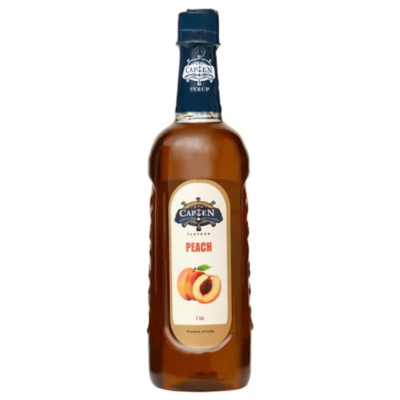 CAPTEN Peach Fruit Syrup 1L | Mixer for Mocktails, Cocktails, Drinks, Juices, Beverages | Non Alcoholic Mix Bottle