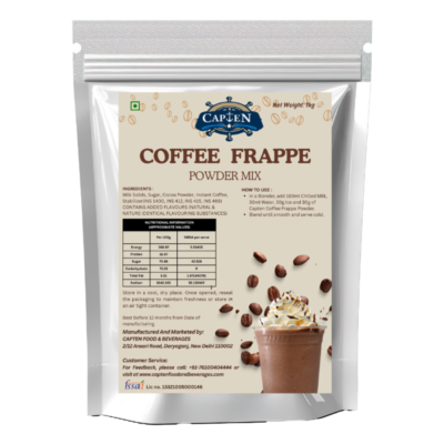 Capten Coffee Frappe Powder 1kg | Instant Coffee Beverage Premix for Cold Coffee, Frappe & Milkshakes | Café & Home Use