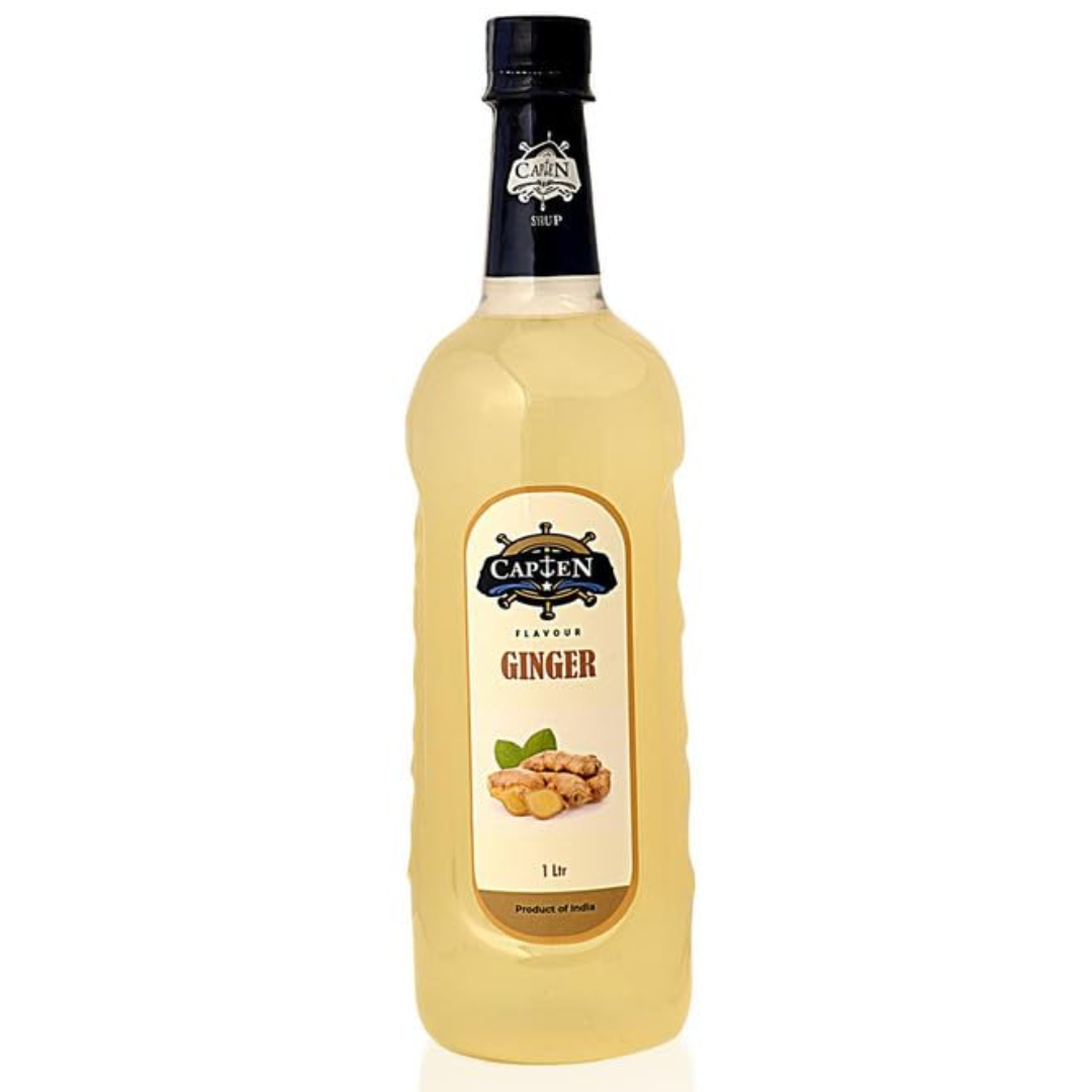 CAPTEN Ginger Cordial Drink 1L Bottle | Lemon Ginger Syrup | Mixer for Fruit Shakes, Mocktails, Cocktails, Drinks, Sharbat, Sorbets, Juices, Beverages